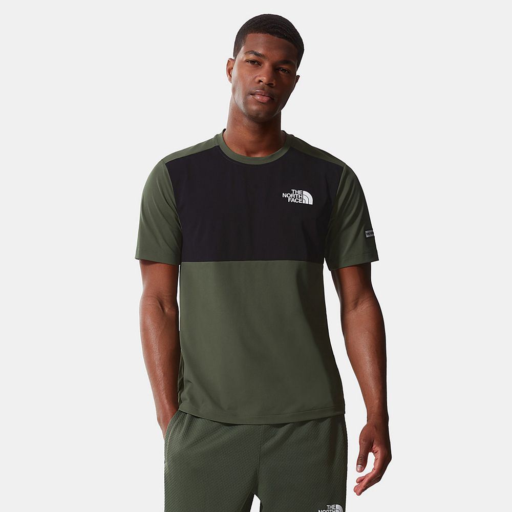 The North Face T-Shirts Mens Australia - The North Face Mountain Athletics Hybrid Green / Black Runn